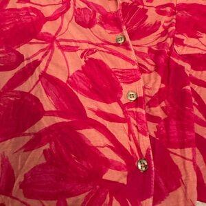 Red and Pink Floral Button-Up pjs